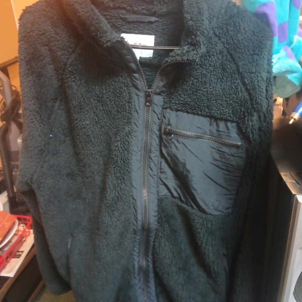 Black Fleece Jacket with Zip Pocket